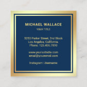 Luxuriöse Navy Blue Gold Foil Nautic Rope Anchor Quadratische Visitenkarte (Rückseite)