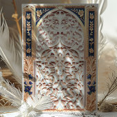 Luxuriöse Navy Blue Islamic Wedding Arabesque Einladung