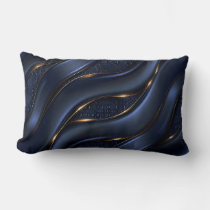 Luxuriöse Navy Blue und Gold Abstrakt Lendenkissen