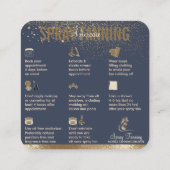 Luxuriöse Navy Gold Square Spray Tan Aftercare Quadratische Visitenkarte (Rückseite)