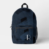 Luxuriöse Navy Strokes Masculine Monogram Bedruckter Rucksack (Vorderseite)