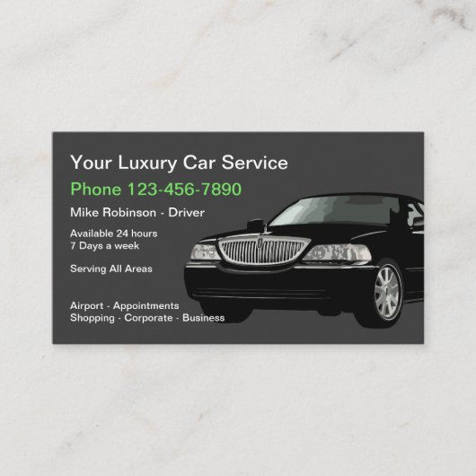 Luxuriöse öffentliche Verkehrsmittel Taxi Service Visitenkarte (Vorderseite)