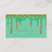 Luxuriöse Orange Aquamarin Rainbow Sparkle Glitzer Visitenkarte (Vorderseite)