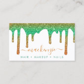 Luxuriöse Orange Aquamarin Sparkle Glitzer Tropfen Visitenkarte (Vorderseite)