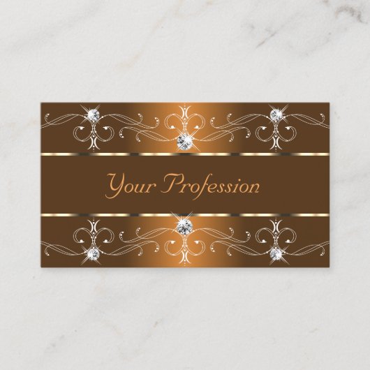 Luxuriöse Orange Brown Verziert Borders mit Foto Visitenkarte (Vorderseite)