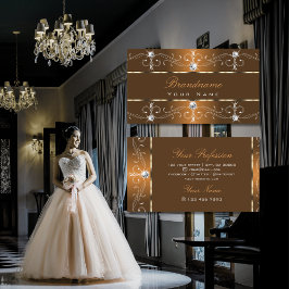 Luxuriöse Orange Brown Verziert Borders Ornamente Visitenkarte