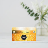 Luxuriöse Orange Glitzer Sparkling Stars mit Logo Visitenkarte (Stehend Vorderseite)