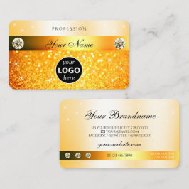 Luxuriöse Orange Glitzer Sparkling Stars mit Logo Visitenkarte