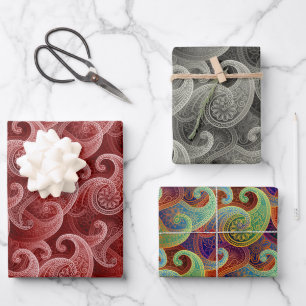 Luxuriöse Paisley Patterns Geschenkpapier Set