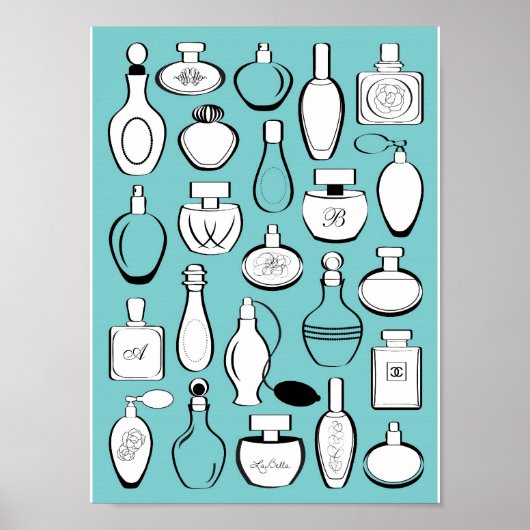Luxuriöse Parfums gerahmt drucken - blau Poster (Vorne)
