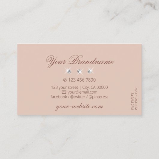 Luxuriöse Pastel Rose Coral Sparkling Diamonds Visitenkarte (Rückseite)