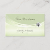 Luxuriöse Pastel Sage Green mit Logo und Diamant Visitenkarte (Vorderseite)