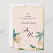 Luxuriöse pastellfarbene Mughal Thema Einladungska Einladung (Vorderseite)