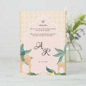 Luxuriöse pastellfarbene Mughal Thema Einladungska Einladung (Stehend Vorderseite)