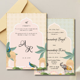 Luxuriöse pastellfarbene Mughal Thema Einladungska Einladung