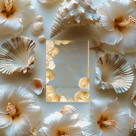 Luxuriöse Pearl and Gold Seashell Acrylic Wedding Acryleinladungen