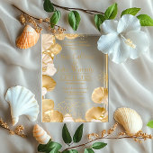 Luxuriöse Pearl and Gold Seashell Acrylic Wedding Acryleinladungen