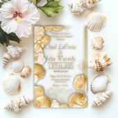 Luxuriöse Pearl and Gold Seashell Acrylic Wedding Acryleinladungen