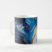 Luxuriöse Personalisiert Blue & Gold Marble Tasse (Vorderseite Links)