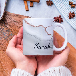 Luxuriöse Personalisiert Gray Gold Abstrakt Marble Kaffeetasse