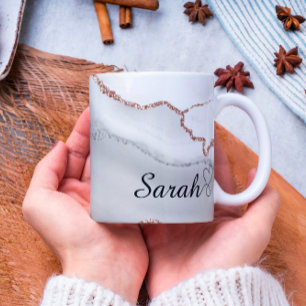 Luxuriöse Personalisiert Gray Gold Abstrakt Marble Kaffeetasse