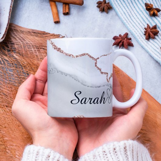 Luxuriöse Personalisiert Gray Gold Abstrakt Marble Kaffeetasse