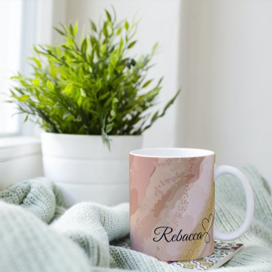 Luxuriöse Personalisierte Braun & Gold Aquarellfar Kaffeetasse