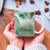 Luxuriöse Personalisierte Green & Gold Marble Tass Kaffeetasse