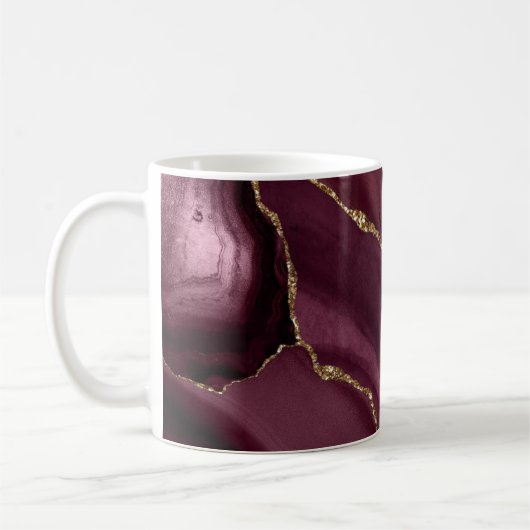 Luxuriöse Personalisierte Maroon & Gold Marmor Kaf Kaffeetasse (Links)