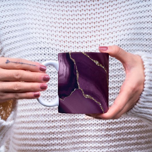 Luxuriöse Personalisierte Maroon & Gold Marmor Tas Kaffeetasse
