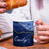 Luxuriöse Personalisierte Navy Blue & Gold Marmor  Kaffeetasse