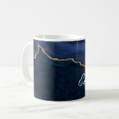 Luxuriöse Personalisierte Navy Blue & Gold Marmor  Kaffeetasse (Vorderseite Links)