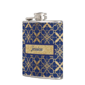Luxuriöse personalisierte Navy- und Goldflasche fü Flachmann (Links)