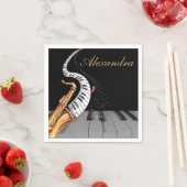 Luxuriöse Personalisierte Saxophone Klaviermusik Serviette (Beispiel)