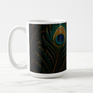 Luxuriöse Pfauenfedern Golden Türkis Muster Kaffeetasse