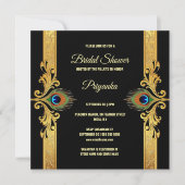 Luxuriöse Pfauenfederrahmen Gold elegant Feiertagskarte (Vorderseite)