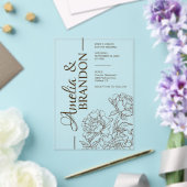 Luxuriöse Pfingstrose Minimalistische Hochzeit Acryleinladungen (In Situ (Hochzeit))
