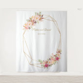 Luxuriöse Pink Floral Gold Hochzeitskabine Foto St Wandteppich (Vorderseite)