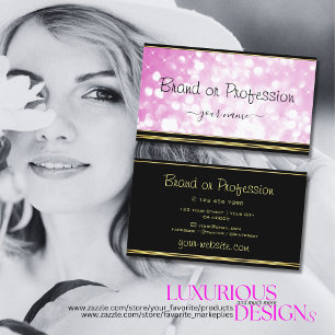 Luxuriöse Pink Glitzer Stars Schwarz und Gold Bord Visitenkarte