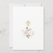 Luxuriöse Pink Gold Floral Girl Bestätigung Einladung (Rückseite)