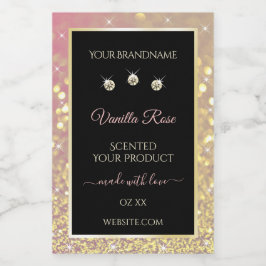Luxuriöse Pink Gold Glitzer Black Product Labels Lebensmitteletikett
