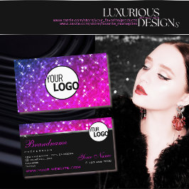 Luxuriöse Pink Lila Glitzer Luminous Stars und Log Visitenkarte