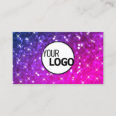 Luxuriöse Pink Lila Glitzer Luminous Stars und Log Visitenkarte (Vorderseite)