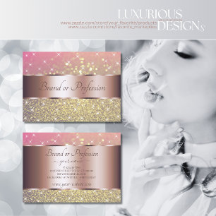 Luxuriöse Pink Lila Gold Glitzer Stars Rose Gold Visitenkarte
