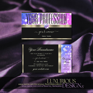 Luxuriöse Pink Lila Sparkle Glitzer Black Gold Visitenkarte