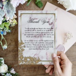 Luxuriöse Pink Marmor und Perlen Hochzeit Vielen D Dankeskarte