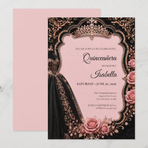Luxuriöse Pink Quinceañera Einladung