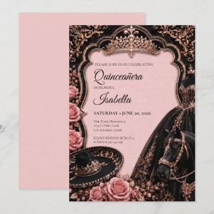 Luxuriöse Pink Quinceañera Einladung