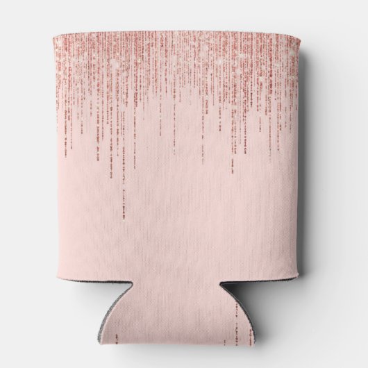 Luxuriöse Pink Rose Gold Funkelnd Glitzer Fringe Dosenkühler (Rückseite)