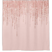 Luxuriöse Pink Rose Gold Funkelnd Glitzer Fringe Duschvorhang (Vorderseite)